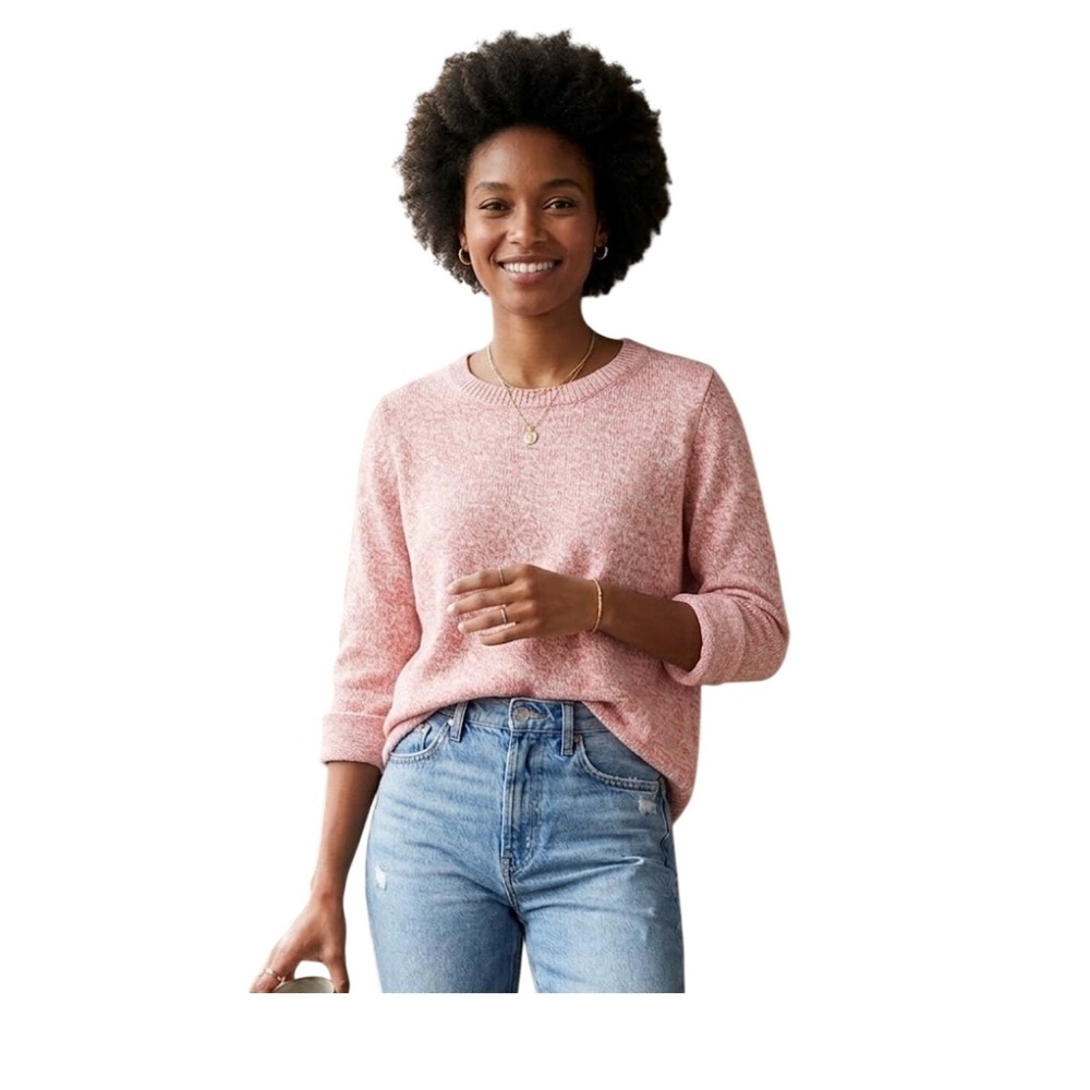 Lush Marled Knit‎ Crewneck Sweater Pink White L